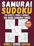 Hard Samurai Sudoku for Teens, Adults & Seniors: 100 Tough Puzzles with Extra Variants Killer, Jigsaw, Diagonal & Even-Odd (Kindle Scribe Only) (Samurai Sudoku Collection Book 4)