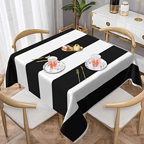 Nappe carrée à rayures noires et blanches pour table de salle à manger