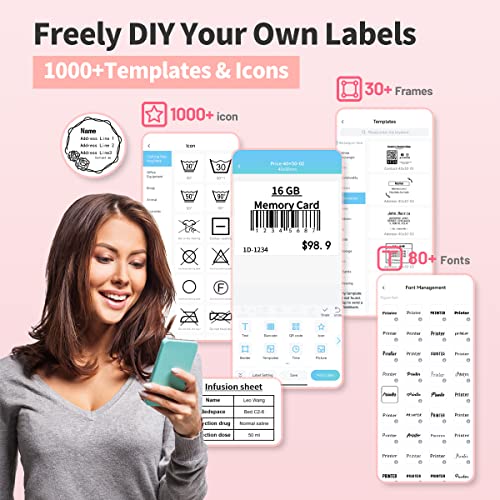 Image of Phomemo Label Maker- M221 Label Maker Machine 3 Inch Bluetooth Thermal Barcode Printer for Small Business /Home Use, for Barcode, Address, Logo, Mailing, Stickers, Compatible with Phone & PC, Pink