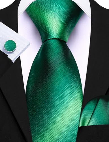 Image of Barry.Wang 6 PCS Men Ties Set Silk Business Fashion Woven Necktie Handkerchief Cufflinks Paisley Stripe Wedding Party