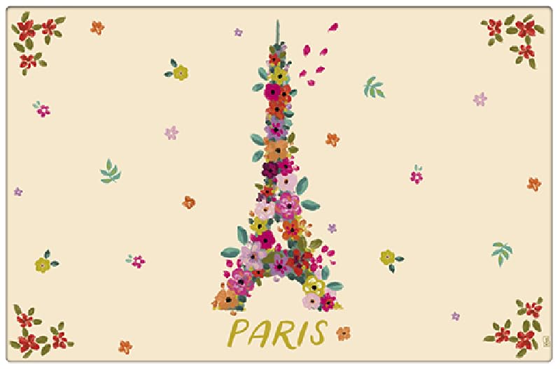 Set de Table Paris Tour Eiffel - Motif Tour Eiffel stylisée Fleurie de Mille Fleurs colorées