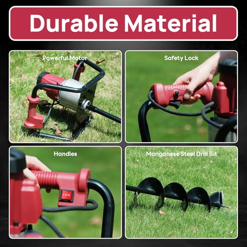 Dc House 1500W Electric Post Hole Digger Earth Auger Hole Digger Auger Digging Tools Auger With 6 Inch Digging Auger Bit Set With Reverse Function thumb #7
