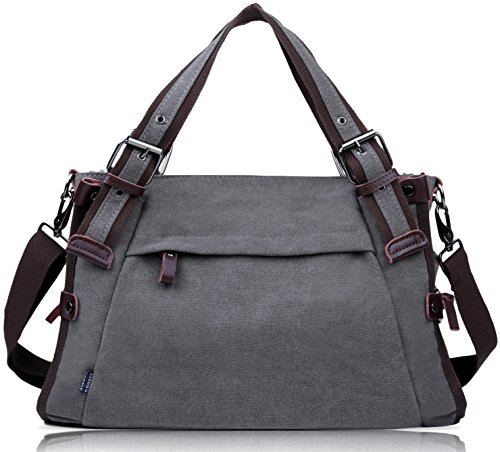 Coofit Bolsos Mujeres Tela Bolsa de Hombro Multifunción con Tirantes (gris)