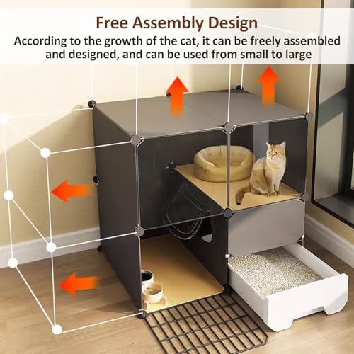 Cage pour chat intérieur modulable avec grand parc d'exercice amovible - 5