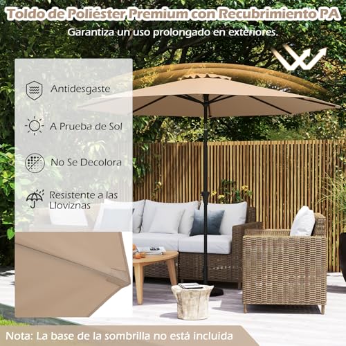 Sombrilla de patio resistente de 270 cm ideal para jardín y piscina 4