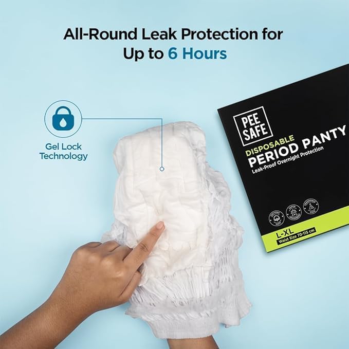 Pee Safe Disposable Period Panties for Women Leak Proof | L-XL | Pack of 1 | 360° Protection | Overnight Comfort | Rash & Toxin Free | No Leakage | Seamless Fit | Period Panty for Heavy Flow White