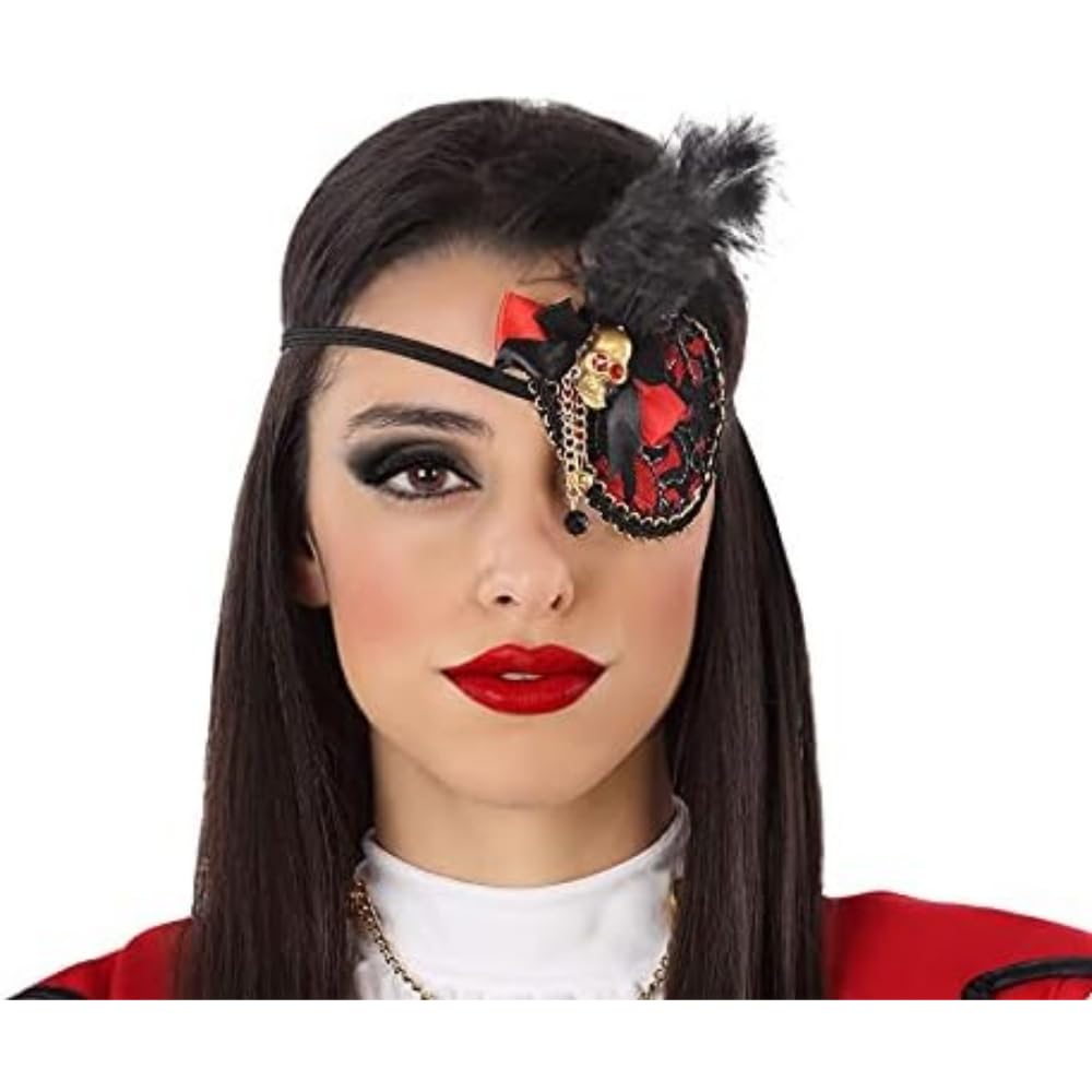 Atosa-62917 Atosa-62917 Unisex Adult Pirate Patch Eye Costume Accessory, Red, One Size