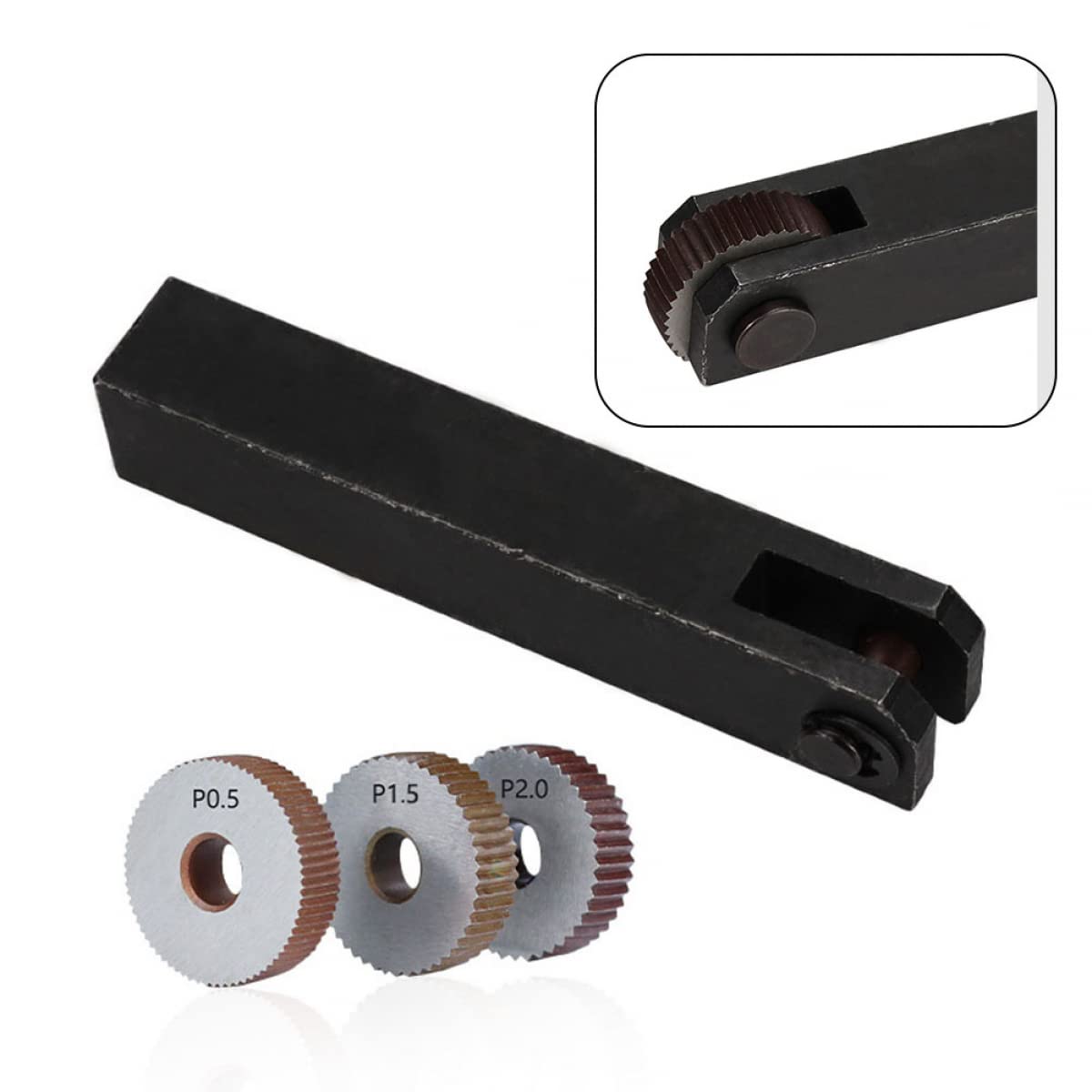 DAZZLEEX Lot de 7 kits d'outils de moletage à pas diagonale grossière linéaire 0,5 mm1,5 m2 mm