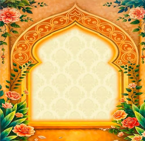 Image of varalakshmi Background Decoration Cloth | Elegant Floral garlangs and Royal Palace Theme Wedding Mandap Stage Backdrop 5x5 Feet | backdrops for Pooja Decoration