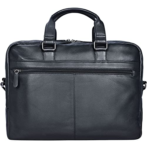 STILORD 'Nico' Vintage schoudertas leder mannen vrouwen 15,6 inch laptop tas grote aktetas werk office uni echt runderhuid, Kleur:zwart - Image 6
