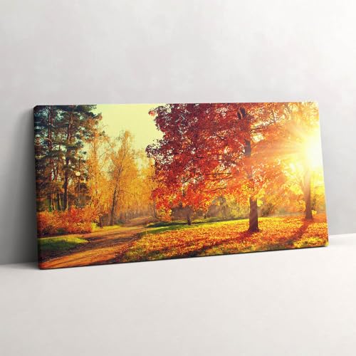 Tableau photo sur toile 140x70cm de parc d'automne pour decoration murale