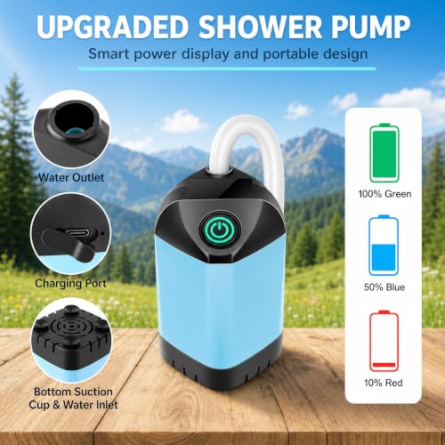 Ducha portátil para camping, bomba de ducha recargable 7800mAh miniatura 6