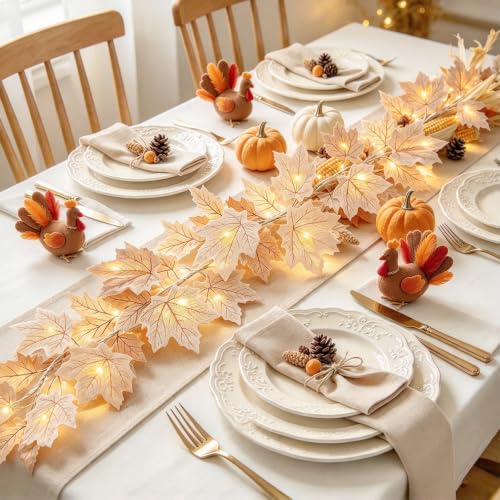 3PCS Fall Maple Leaf Garland Lights 18FT 60LED Thanksgiving Decor - image 5