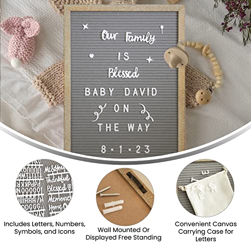 HBCY Creations 12"x17" Felt Letter Board - Solid Wood Frame - Weathered Wood - Gray Felt - 389 PP Letters Including Numbers, Symbols, Icons - Canvas Carrying Case by HBCY Creations - Image 2