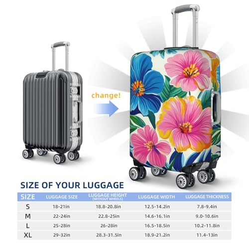 Tropical Floral Print Travel Luggage Cover Elastic Baggage Protector For Men Women Fits 29-32 Inch Luggage4