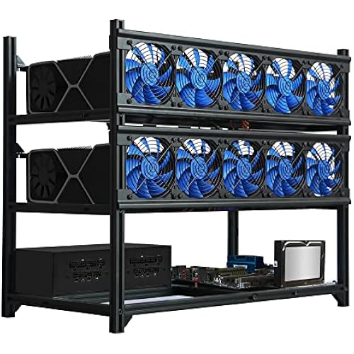 Kingwin Miner Rig Case Frame 12 GPU – Premium Stackable Aluminum Mining Rig Enclosure for Efficient Crypto Mining, Test Bench PC Case.