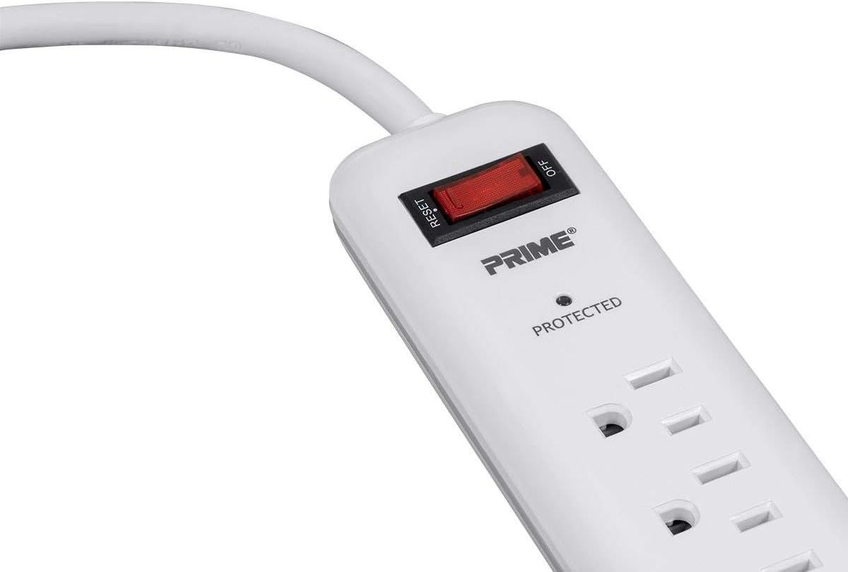 Prime Wire & Cable PB2013X2 6-Outlet Surge Protector with 14-3 SJT 1.5 Cord, 2-Pack,White