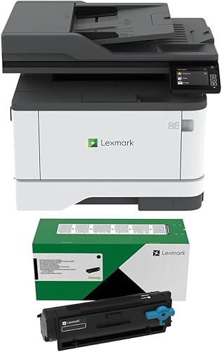 Lexmark MX331adn Impresora láser todo en uno en blanco y negro con pantalla táctil, impresión dúplex y fax analógico (serie 3) (29S0150) paquete con