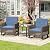 YITAHOME 3 Pieces Patio Furniture Set, Patio Wicker Chairs Outdoor Rocking Chairs Set of 2 with Rattan Side Table, Thickened Cushions, Rocker Patio Chairs Set for Porch, Poolside, and Yard, Blue