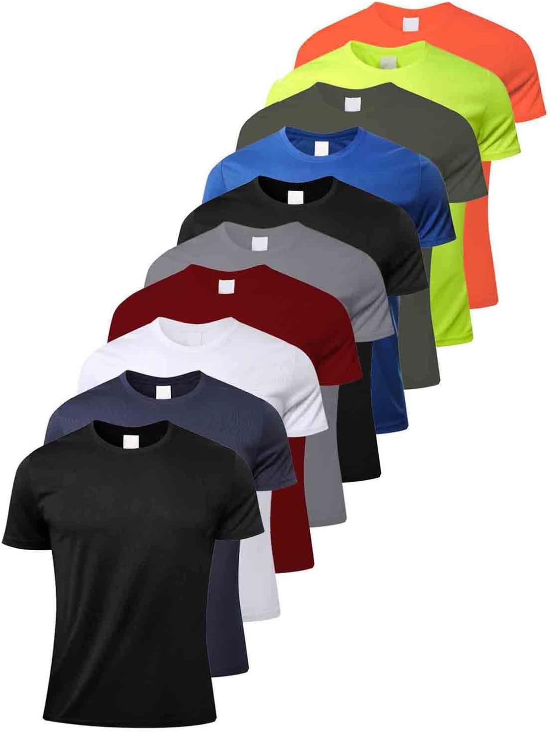 10 Pack Men’s Short Sleeve Crew Neck T-Shirt - Quick Dry Tee Men Fashion T-Shirt Active Athletic t Shirt
