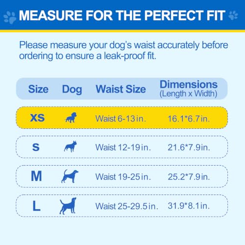 Image of Wowflash 100 Count Dog Belly Bands for Male Dogs, Male Dog Diapers Disposable, Leakproof Dog Wraps with Wetness Indicator, Breathable Quick-Dry, Secure Fit for Doggy Puppy Training, X-Small