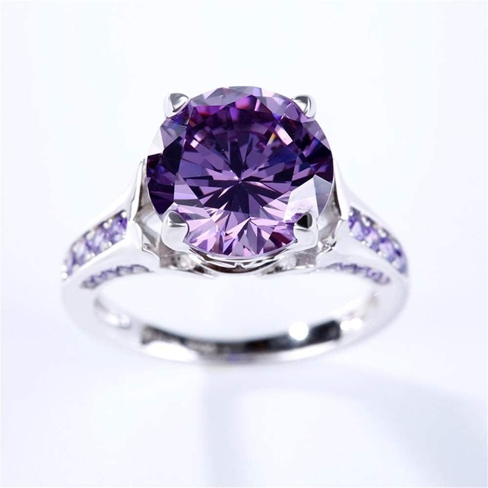 Jeulia Lilac Flower Round Cut Sterling Silver Ring Cubic Zirconia CZ Engagement Anniversary Eternity Promise Wedding Band Ring for Wife Girlfriend With Jewelry Box