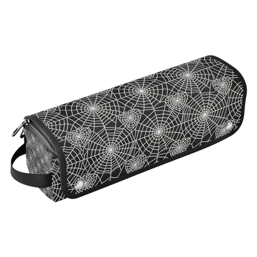 Bolsa de Viaje para Herramientas de Cabello con Tapete Removible Resistente al Calor Impermeable Patrón de Telaraña Negra