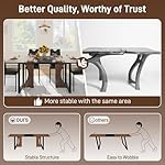 7PCS Dining Table Set for 4 5 6 People with Chairs,70in Kitchen Dinner Table W/Waterpoof Wooden Tabletop,6PCS Upholstered PU Chairs,Rectangular Wood Tables W/Adjustable Leg for Home Dining Room - Image 5