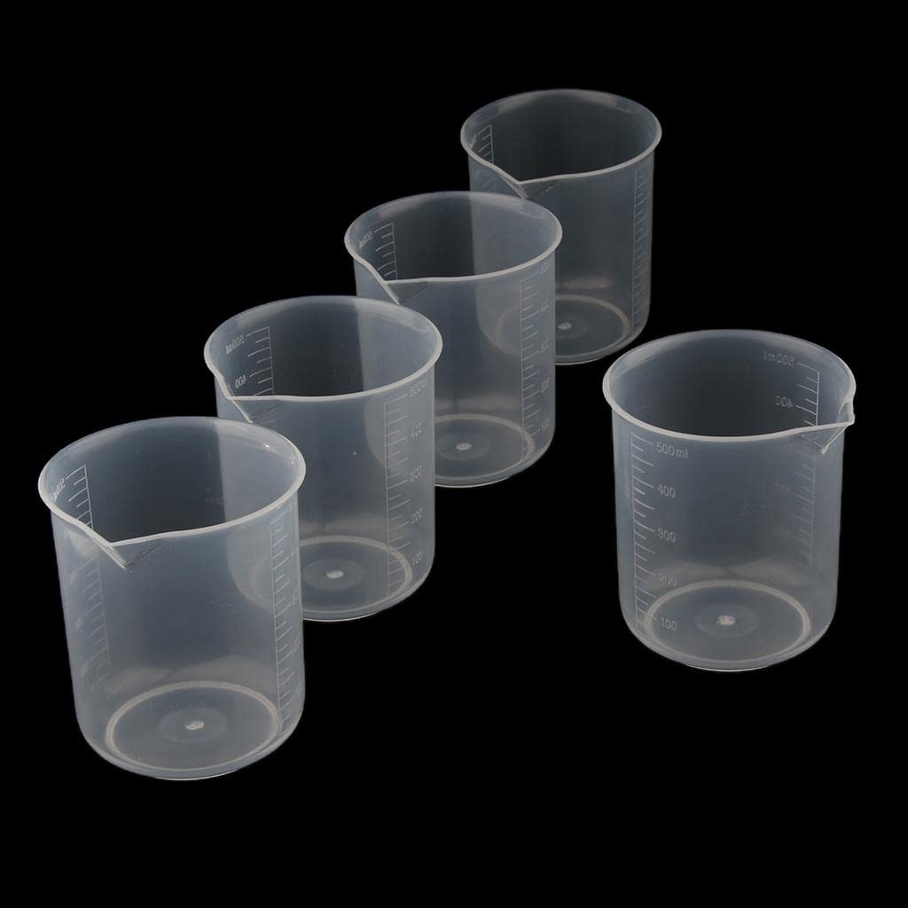 misppro Lot de 5 tasses à mesurer en plastique pour laboratoire 500 ml