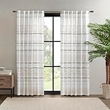 INK+IVY NEA - Tenda a pannello singolo in 100% cotone, con nappe, design boho, con tasca per soggiorno, trattamento privacy per camera da letto, appartamenti, 127 x 213 cm, colore: Bianco/Grigio