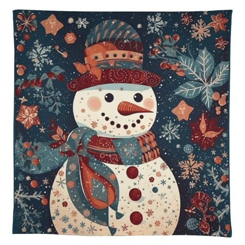 Nappe rectangulaire en tissu lavable avec imprimé patchwork bonhomme de neige - 7