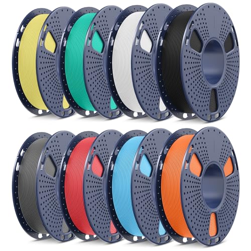 SUNLU 250 G x 8 High Speed Matte filament PLA, 600 mm/s, szybki, gładki, matowy filament do drukarki PLA 3D, 250 g na szpulę, 8 rolek, czarny + biały + szary + miętowa zieleń, cytrynowy żółty