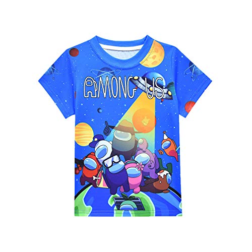 Impostor Boys Tshirts Size 8 Cartoon Shirt Loose Fit Kids Teens Tops Short Sleeve Shirts A-mong Us Girl Graphic Tee Fashion Summer Clothes Blue Outfits Galaxy (160/8-10Y)
