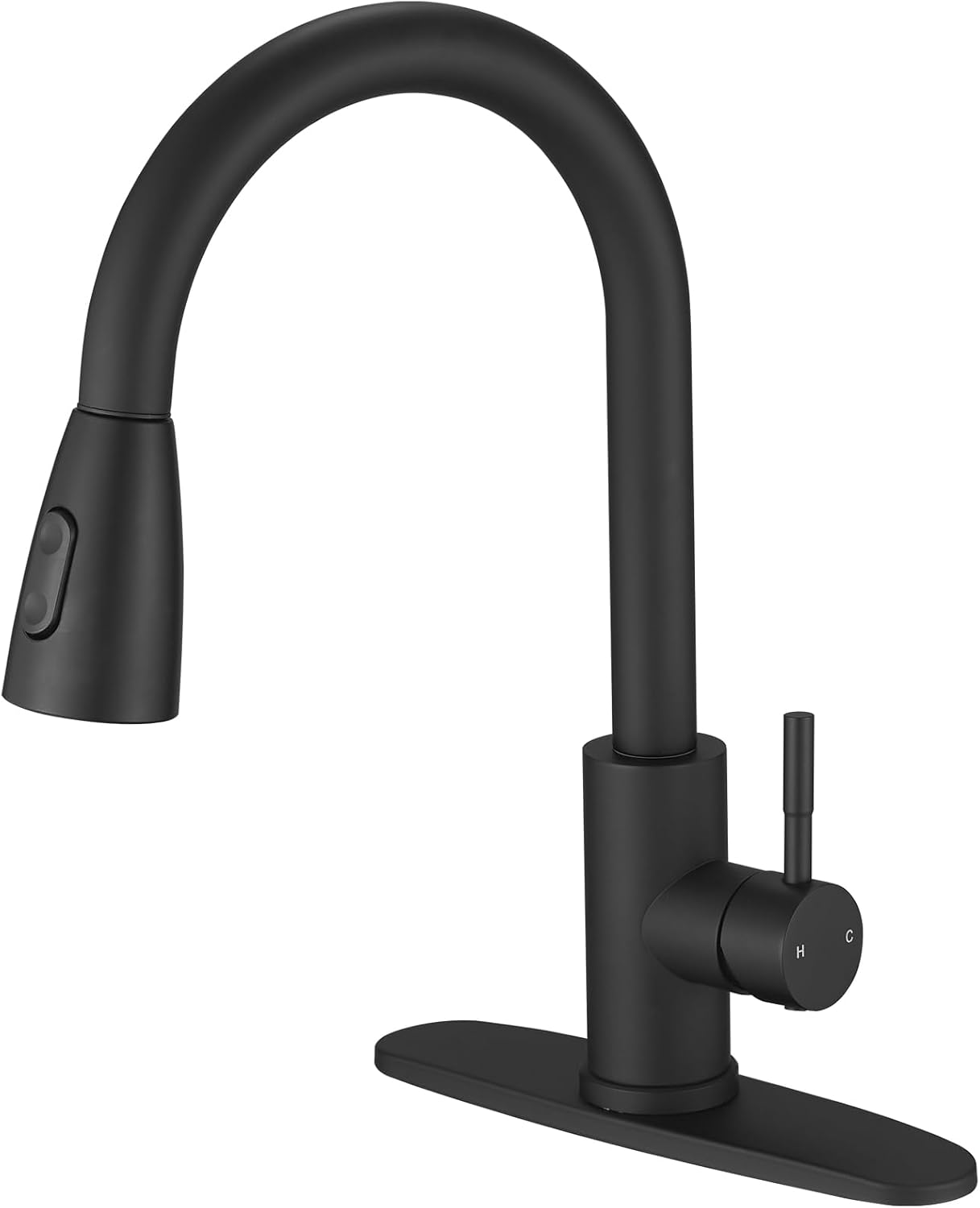 Matte Black Brass Single Handle Pull Down Kitchen Faucet