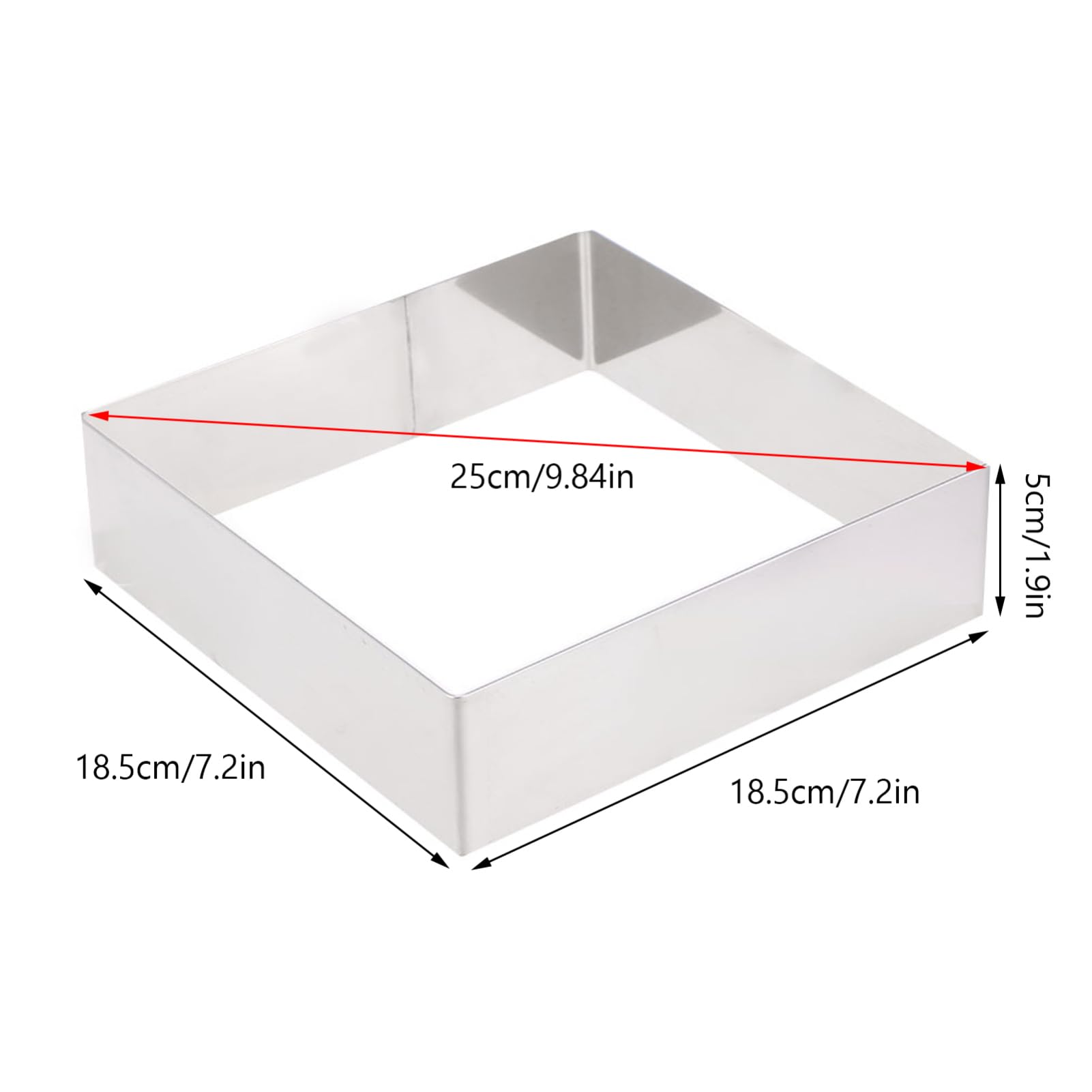 MUCKLILY Square Stainless Steel Mousse Cake Ring Baking Tool for Pastry Dessert and Mousse Creation High Temperature Reusable Cake for Professional