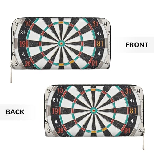 Pu Leather Wallet For Women Girl, Zip Around Credit Card Holder Dart Board Long Wallet Clutch Purse Waterproof Travel Handbag2