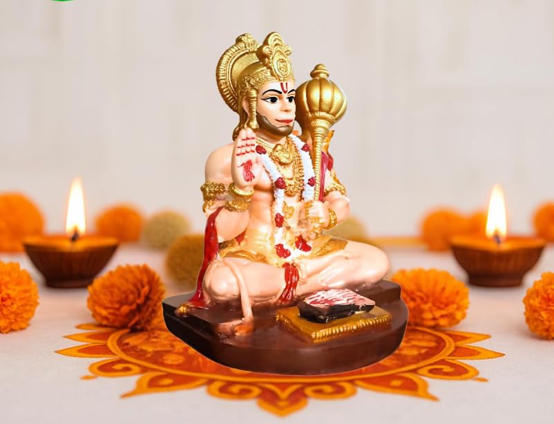 Image of Hanuman Idol for Car Dashboard, Bajrangbali Murti for Car, anjaneya Swamy Idol for car, mini Hanuman Idol, Dashboard Idol for Office Desk, Statue for car Dashboard