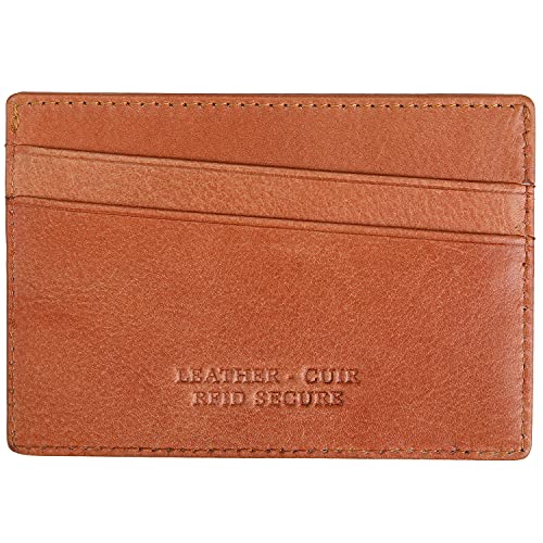 Mancini Bellagio Top Grain Leather Slim RFID Secure Card Case, Cognac2