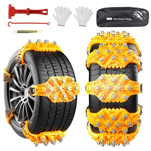 Cadenas para Nieve para Coche Ninonly 8Pcs Cadenas de Nieve Universale de Emergencia Ajustables para Vehículos Coche Camioneta SUV Adecuadas para Neumáticos Ancho 165mm - 245mm