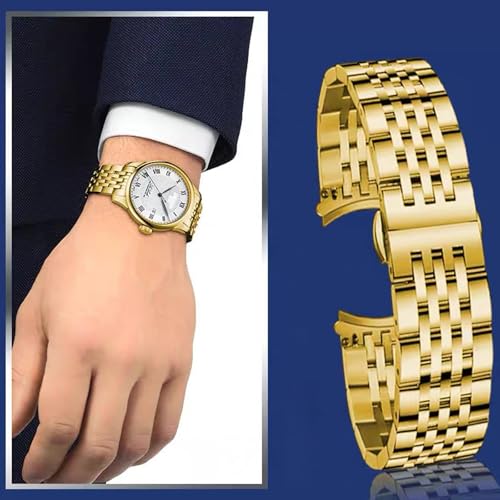 Image of Stainless Steel Watch Band Straight & Curved End 14mm 16mm 18mm 19mm 20mm 21mm 22mm 23mm 24mm Premium Polished Metal Watch Band Bracelet Universal Smartwatch Replacement Strap Men Women