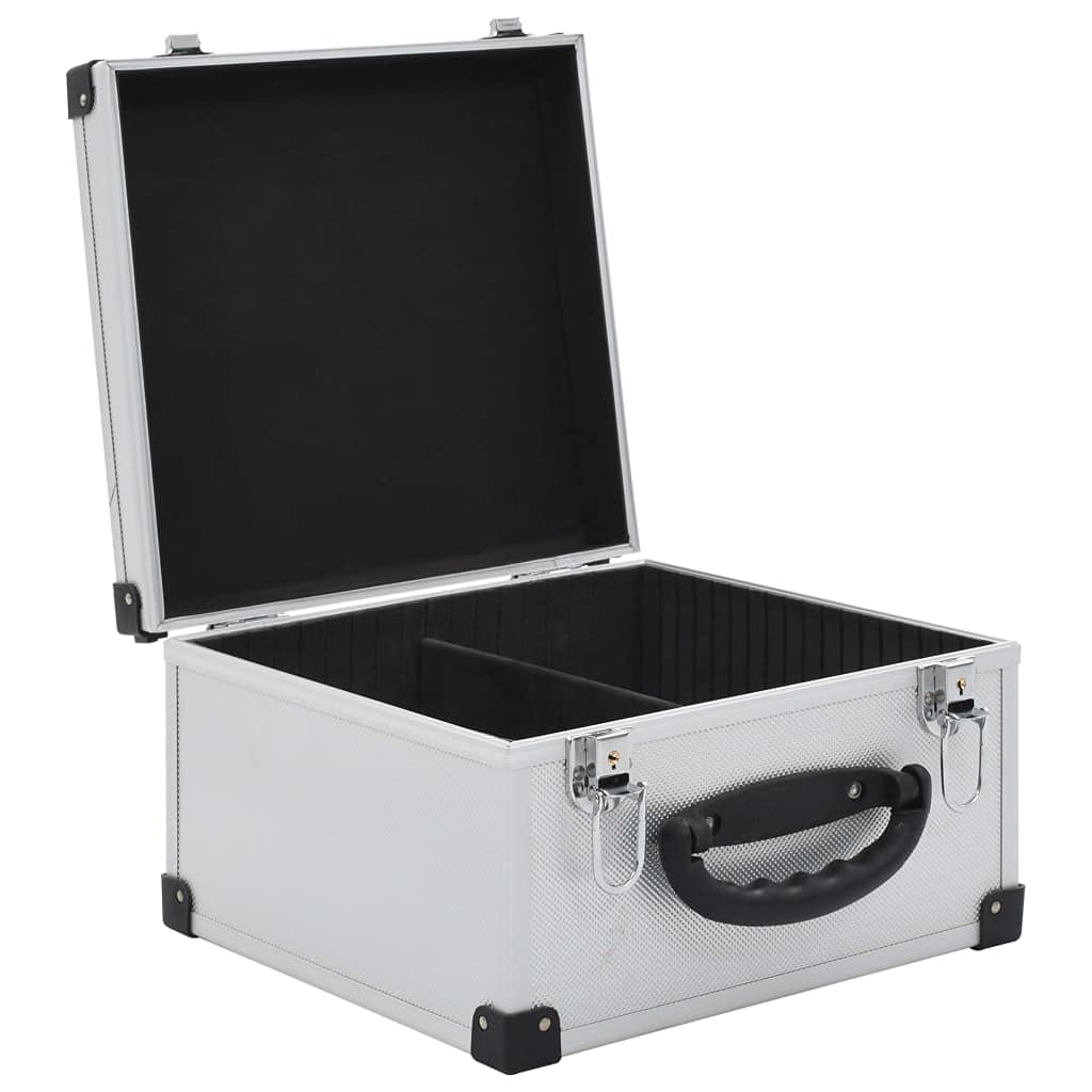 CD-Koffer für 40 CDs Aluminium ABS Silbern CD Tasche mit Aufbewahrungsplatten, Abschließbar DVD Hülle Medien Aufbewahrungs Organizer für Auto Heimbüro Reisen