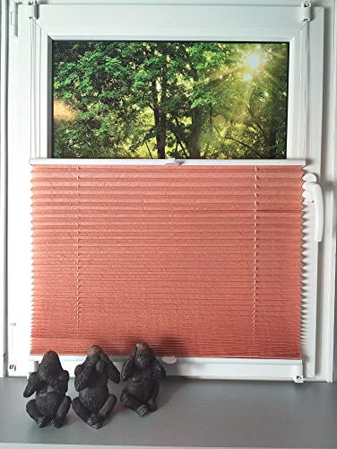 Gardinen Senay Klemmfix-Plissee verspannt mit Klemmträger, Crush-Optik, blickdichte Transparenz, Breite: 40 bis 120 cm/Länge: 130 cm und 210 cm, Farbe: Lachs (120 x 130)