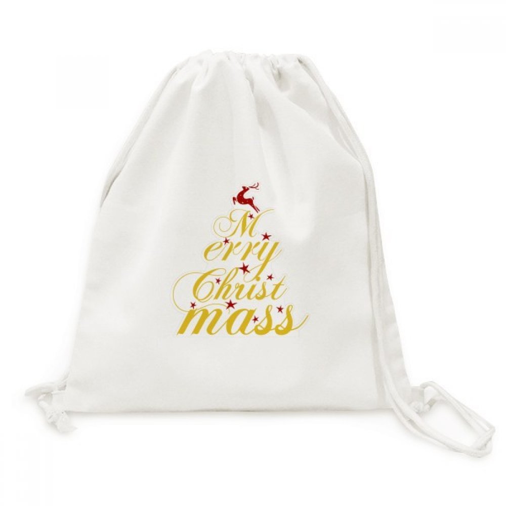 Toile Drawstring Backpack Christmas Deer idée cadeau fêtes