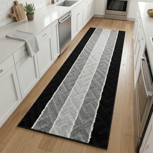 Black 19 ft Extra Long Runner Rug, Custom Size, Washable