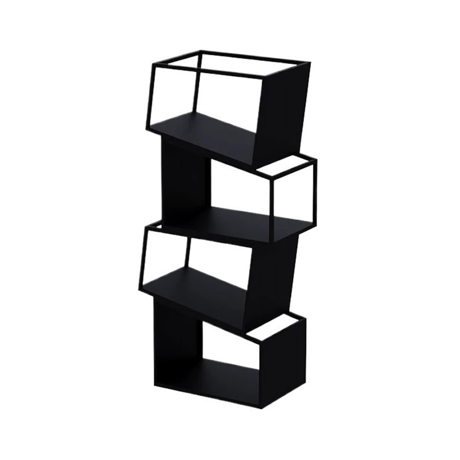 ZYYANSHOP Bookshelf 4-Tier Light Luxury Creative Bookshelf Home Office Vertical Iron Metal Storage Rack(Black)