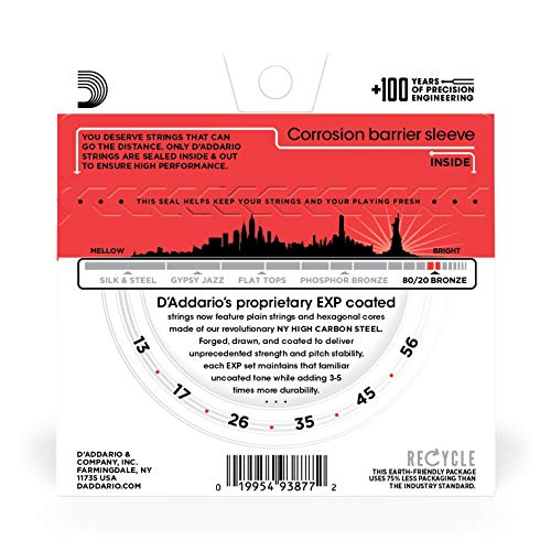 D’Addario EXP12 Cordes en bronze pour guitare acoustique avec revêtement 80/20 Moyen 13-56 - Les Beatles, Paul McCartney, John Lennon, RIngo Starr, George Harrison D'Addario EXP12 Cordes en bronze pour guitare acoustique avec revêtement 80/20 Moyen 13-56 – Image 4