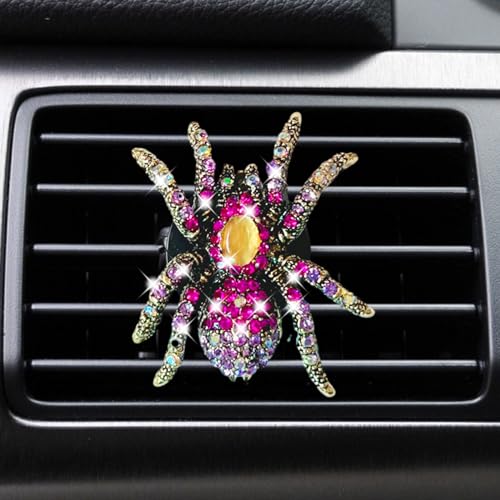 Image of Auto Diamond Spider Car Air Conditioning Outlet Clip Decorative Car Air Vent Clip Charm, Bling pink Car Accessories, Car Interior Decoration Charm, Cute Car Decor