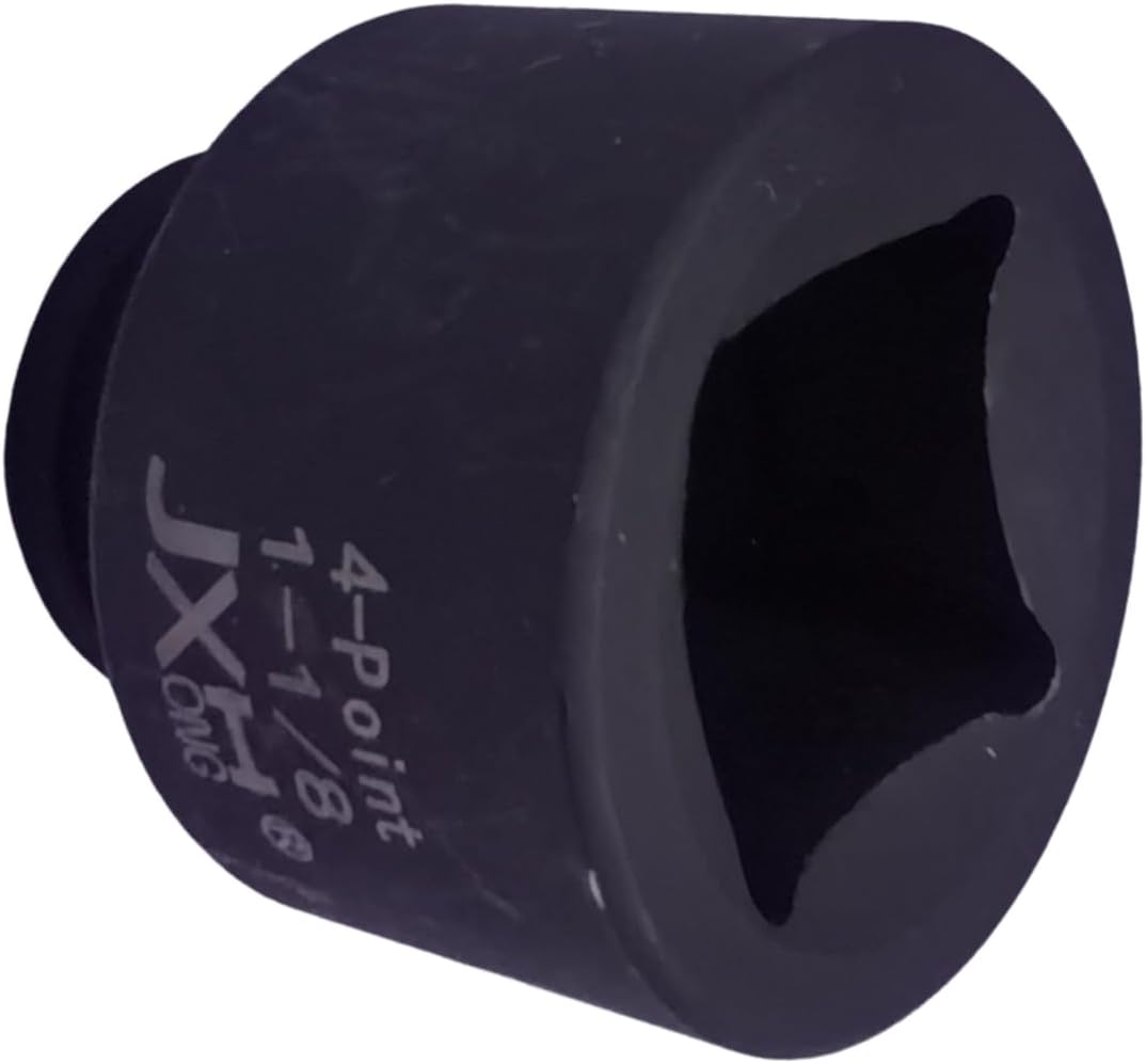 1/2" Drive 1-1/8" 4-Point Square Impact Socket, Heat Treated Cr-Mo Alloy Steel