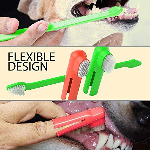 Western Era Pets Cleaning Dental Toothbrush Set of 3 with 1 Double Headed Toothbrush, 2 Finger Toothbrush All Breed Cats, Dogs and Puppies (Color May Vary) 1