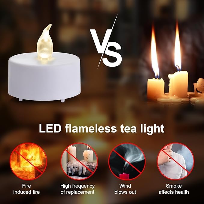 Bougies Chauffe-Plat Électriques Wilrigir - Lot De 12 | Télécommande & Minuterie | Flamme Vacillante Réaliste | LED